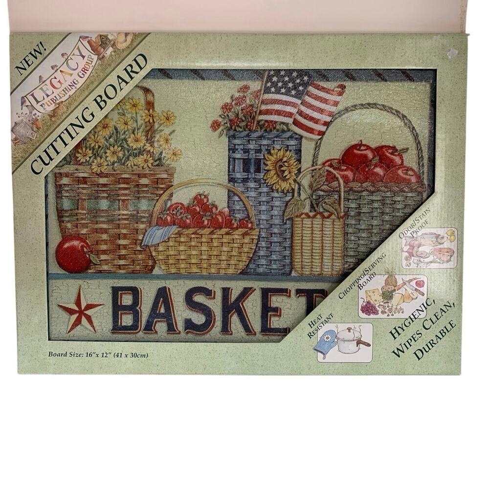 Tempered Glass Cutting Board BASKETS 16x12 Made in England